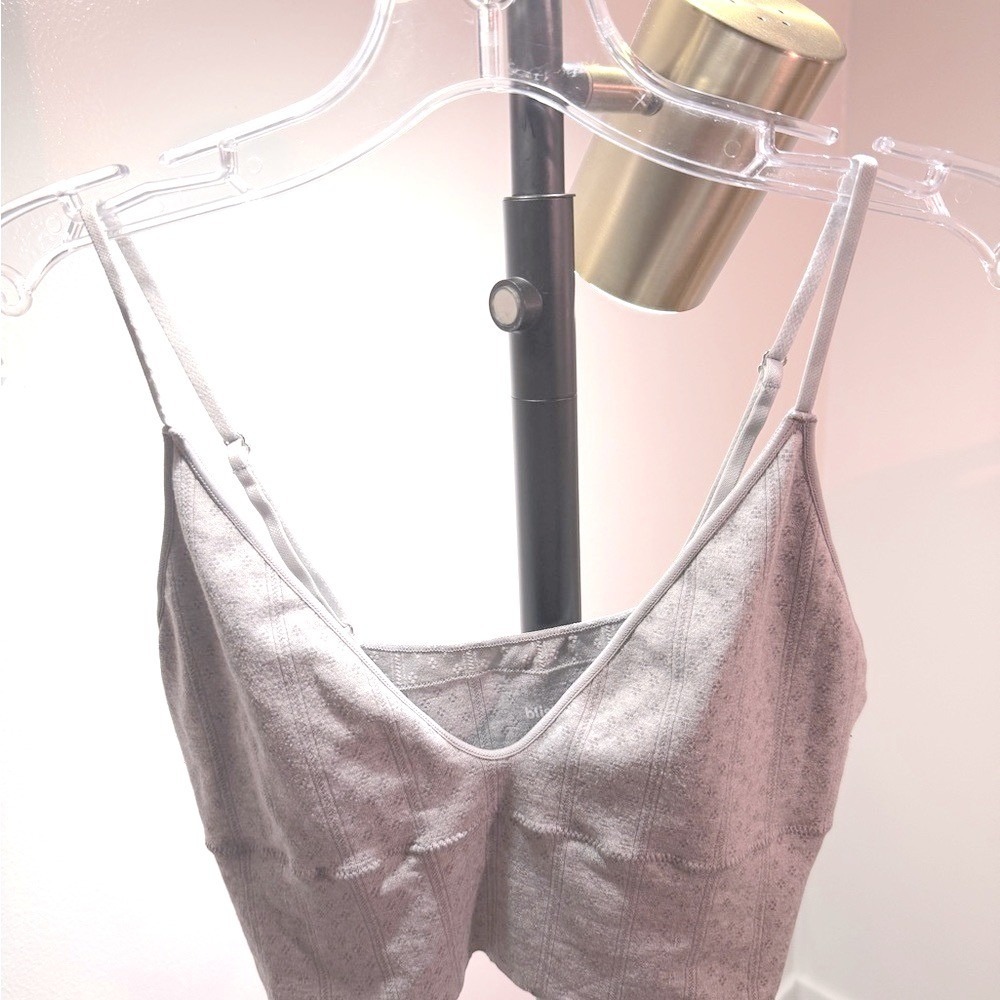 Bliss gray bralette lightly textured feather light soft feel easy wear comfort L